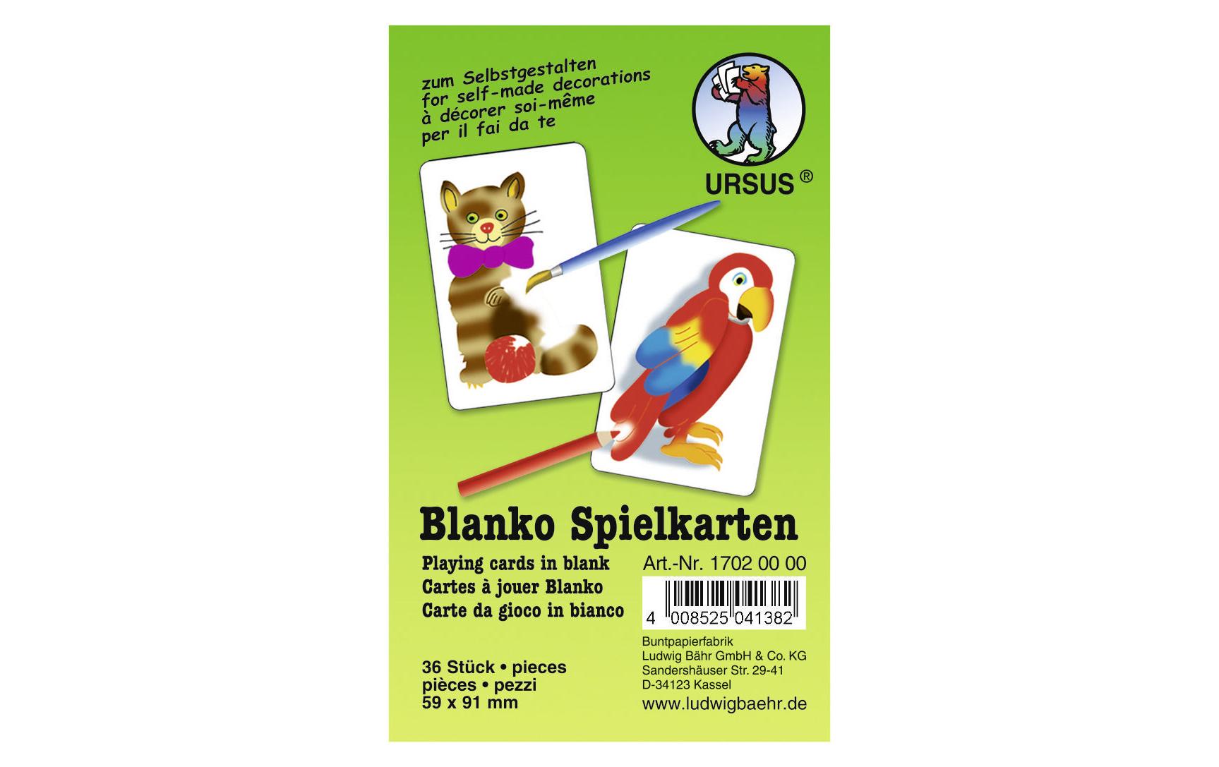 URSUS Blanko Spielkarten 36 Stück, Grösse 5.9 x 9.1cm