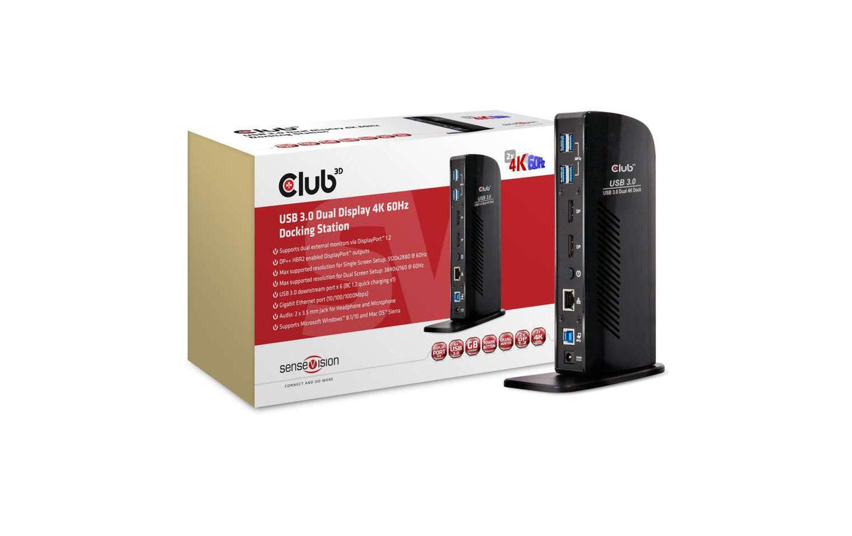 Club 3D, Dockingstation USB 3.0 Display Ausgang: HDMI, DVI, USB, RJ45, Audio