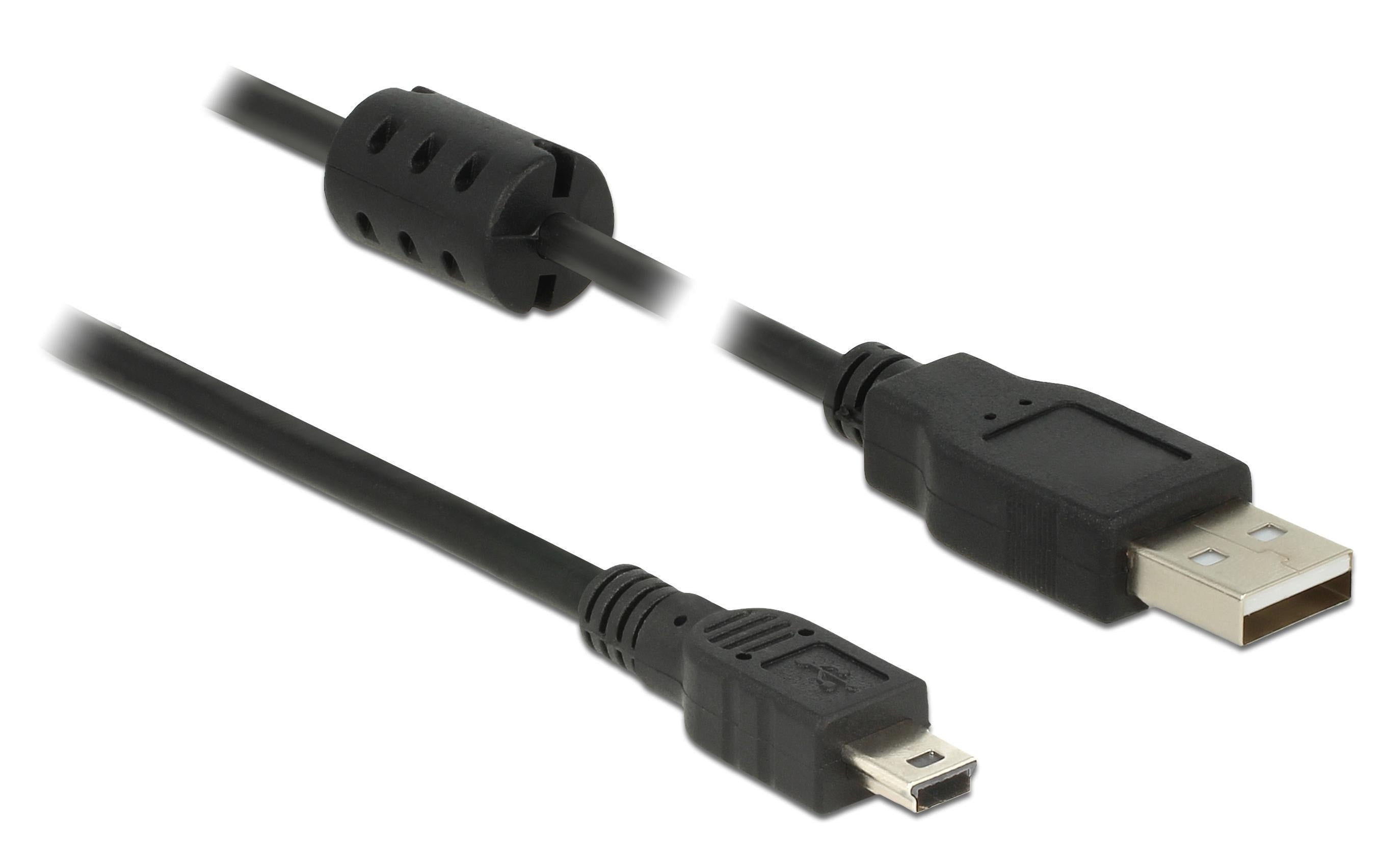 USB2.0-Kabel A-MiniB: 0.5m, schwarz