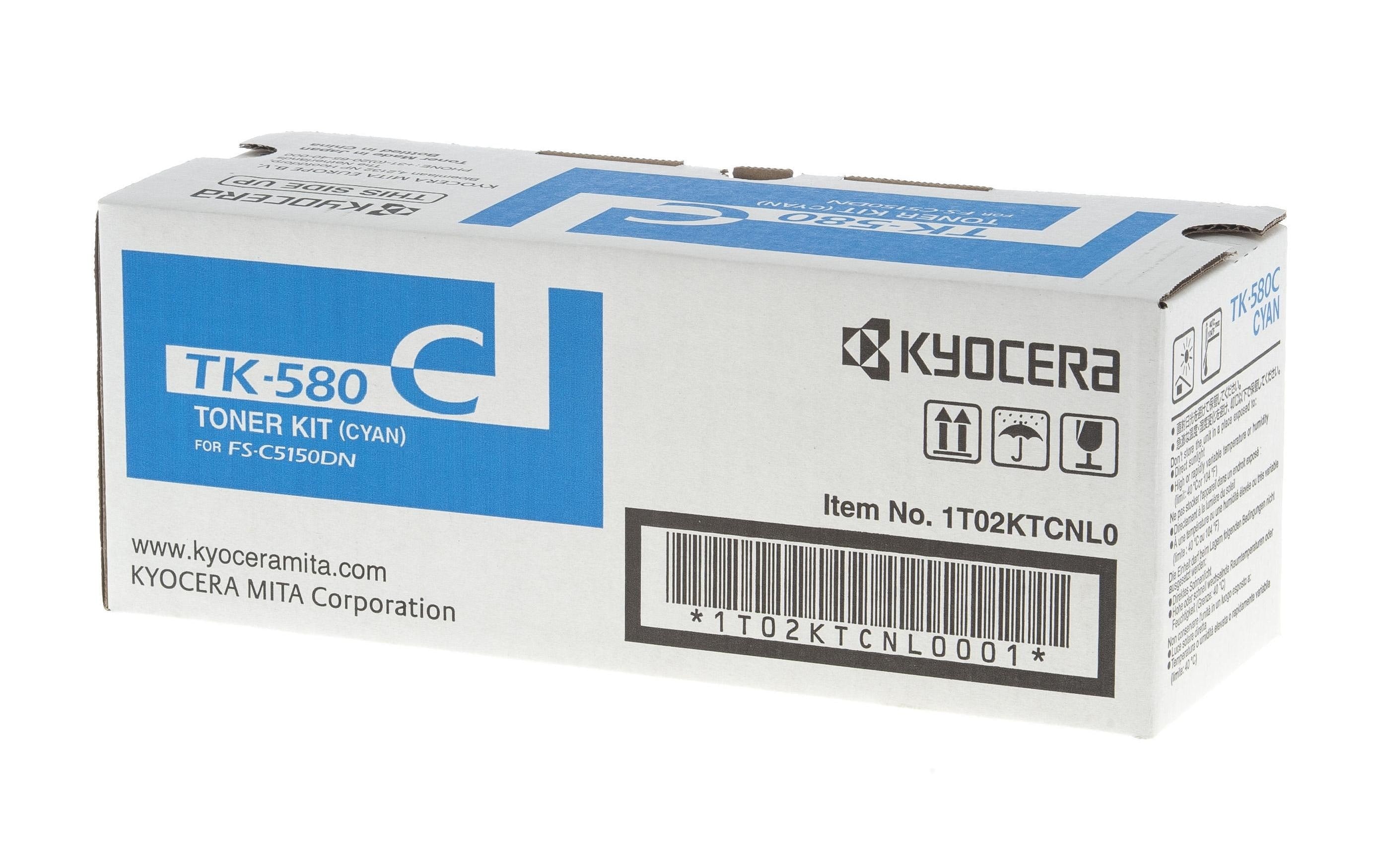Toner Kyocera TK-580C, zu FS-C5150DN cyan, ca. 2'800 S. gemäss ISO/IEC 19798