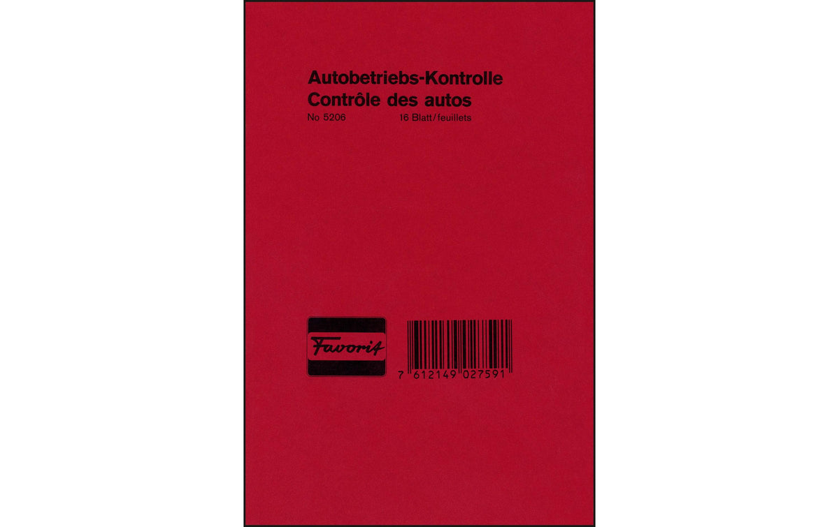 Favorit Autobetriebs-Kontrolle 16 Blatt weiss, Einband Presspan rot, D/F, 120x180mm