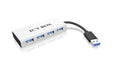 ICY BOX IB-AC6104, weiss, 4x USB3.0 Hub, mit integriertem Kabel, Plug & Play