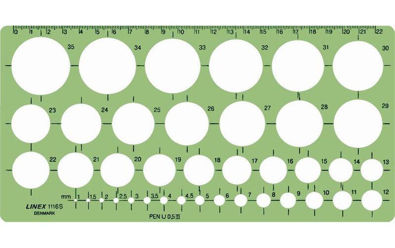 Linex Kreisschablone 39 Kreise 1.2mm Dicke