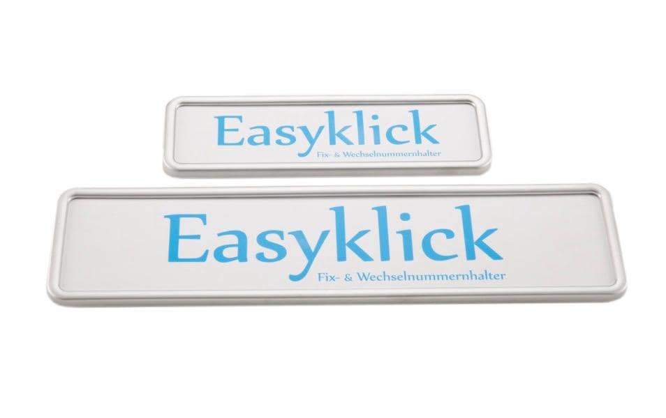 EASYKLICK Kennzeichenhalter Set Langformat, silber, ABS-Kunststoff