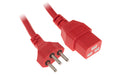 Netzkabel T23 - C19, rot 2m Kabel, H05VV-F 3G1.5mm