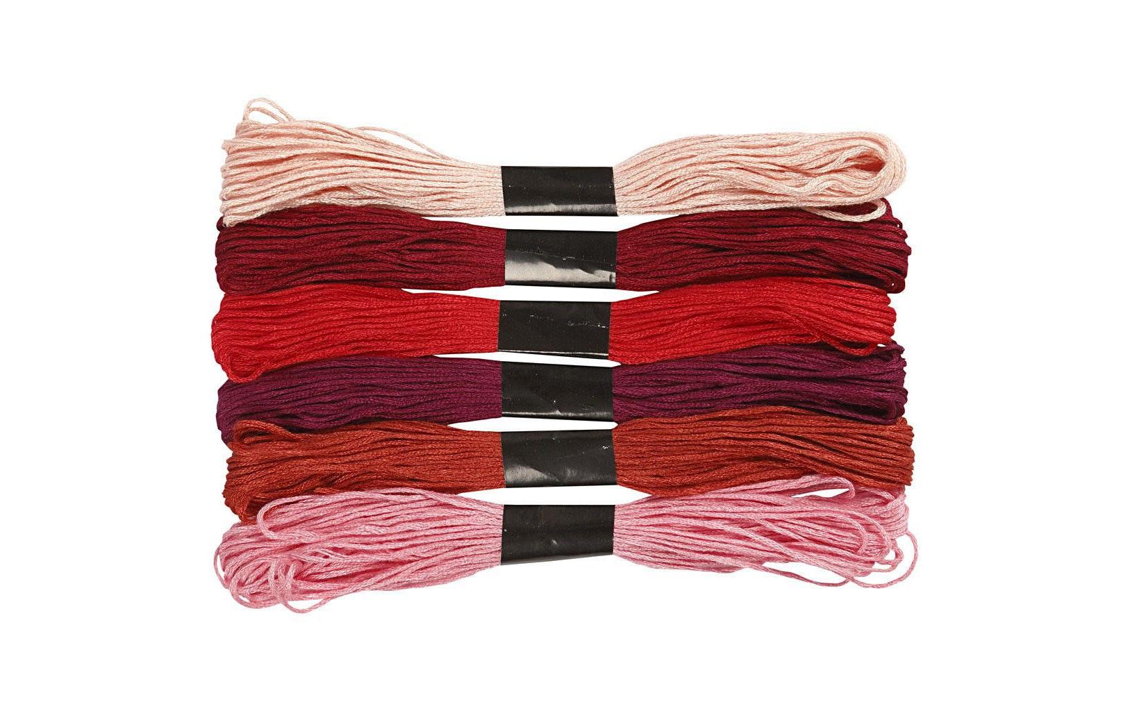 Creativ Company Stickgarn Baumwolle rot 6 Bündel à 8 m, Stärke 1 mm