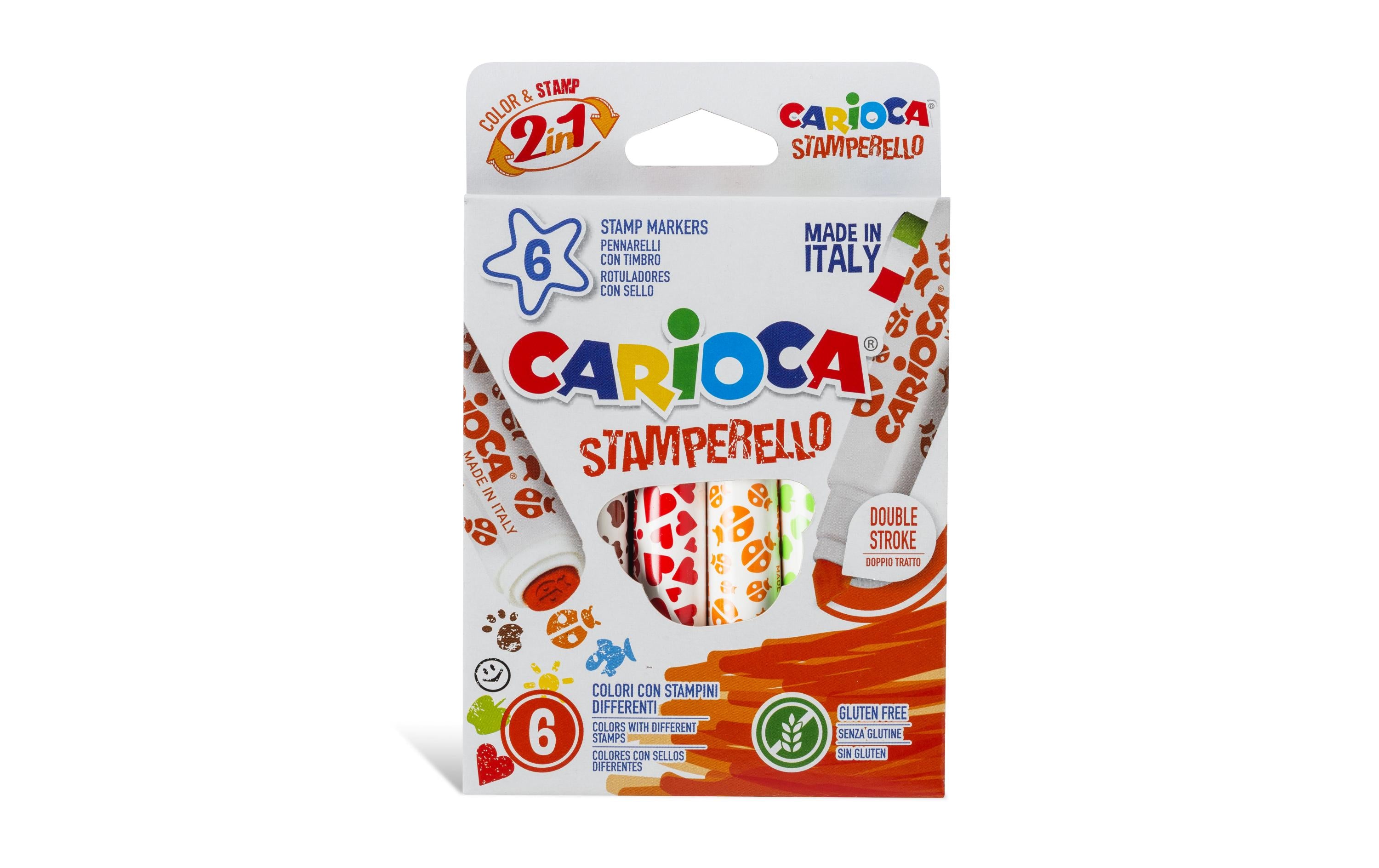 Carioca Fasermaler inkl. Stempel Stamperell 6er Pack