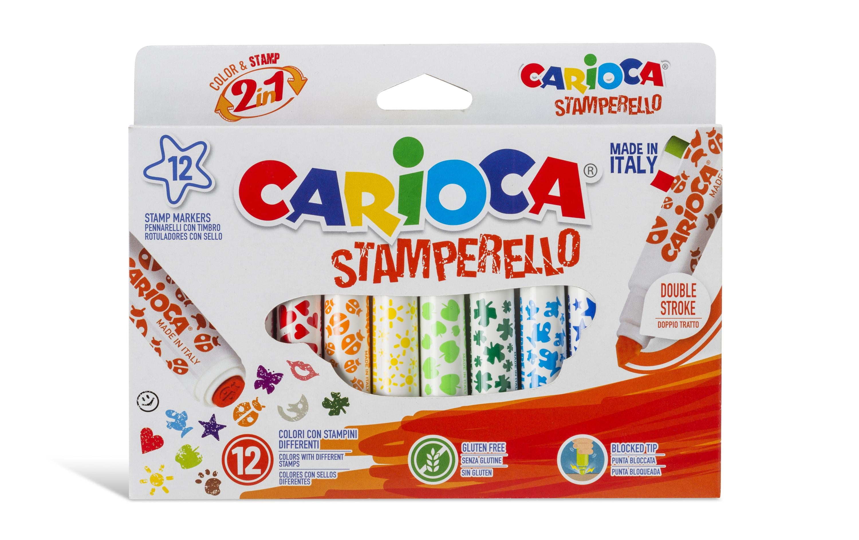 Carioca Fasermaler inkl. Stempel Stamperell 12er Pack