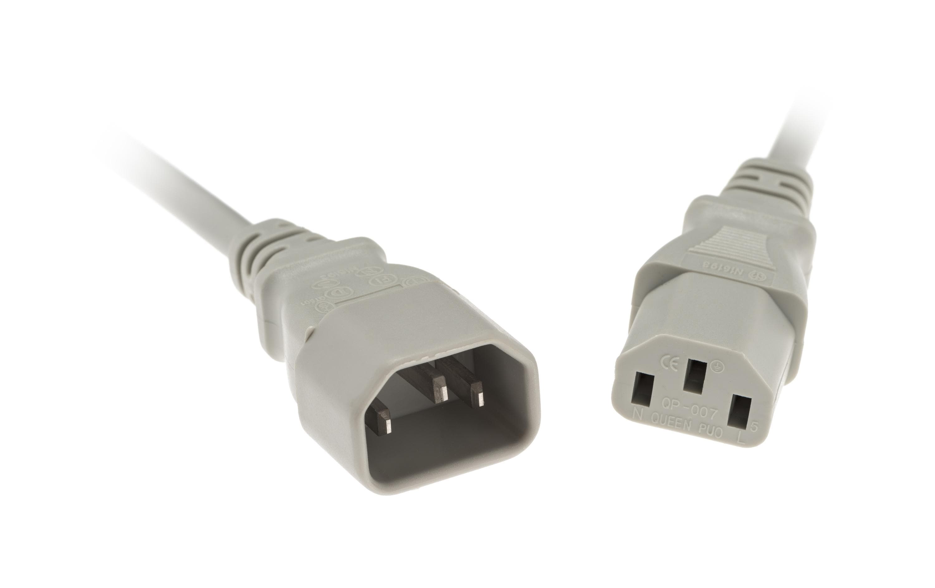 Gerätekabel C13-C14, 3m grau, H05VV-F 3G 0,75mm²