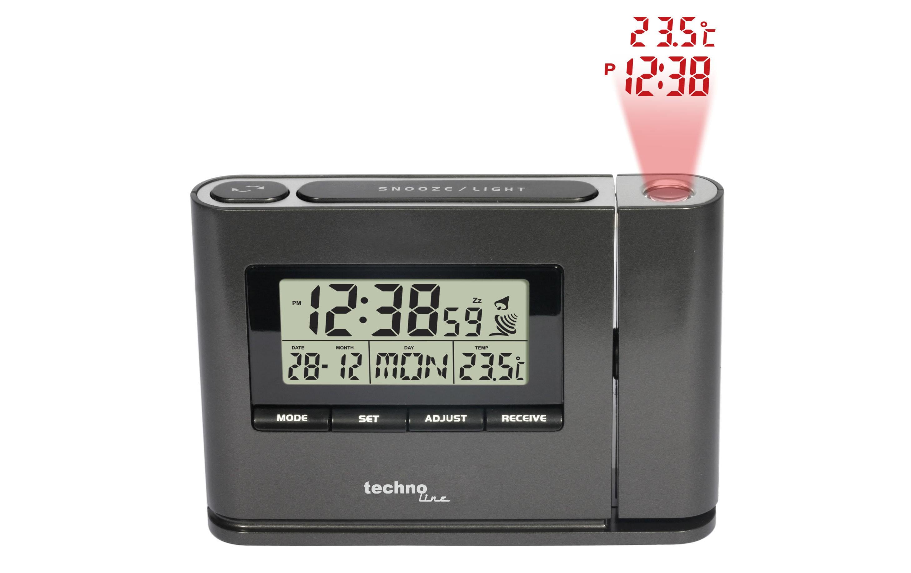 Technoline Funkwecker mit Projektion WT 519 Datum und Wochentag (5 Sprachen)