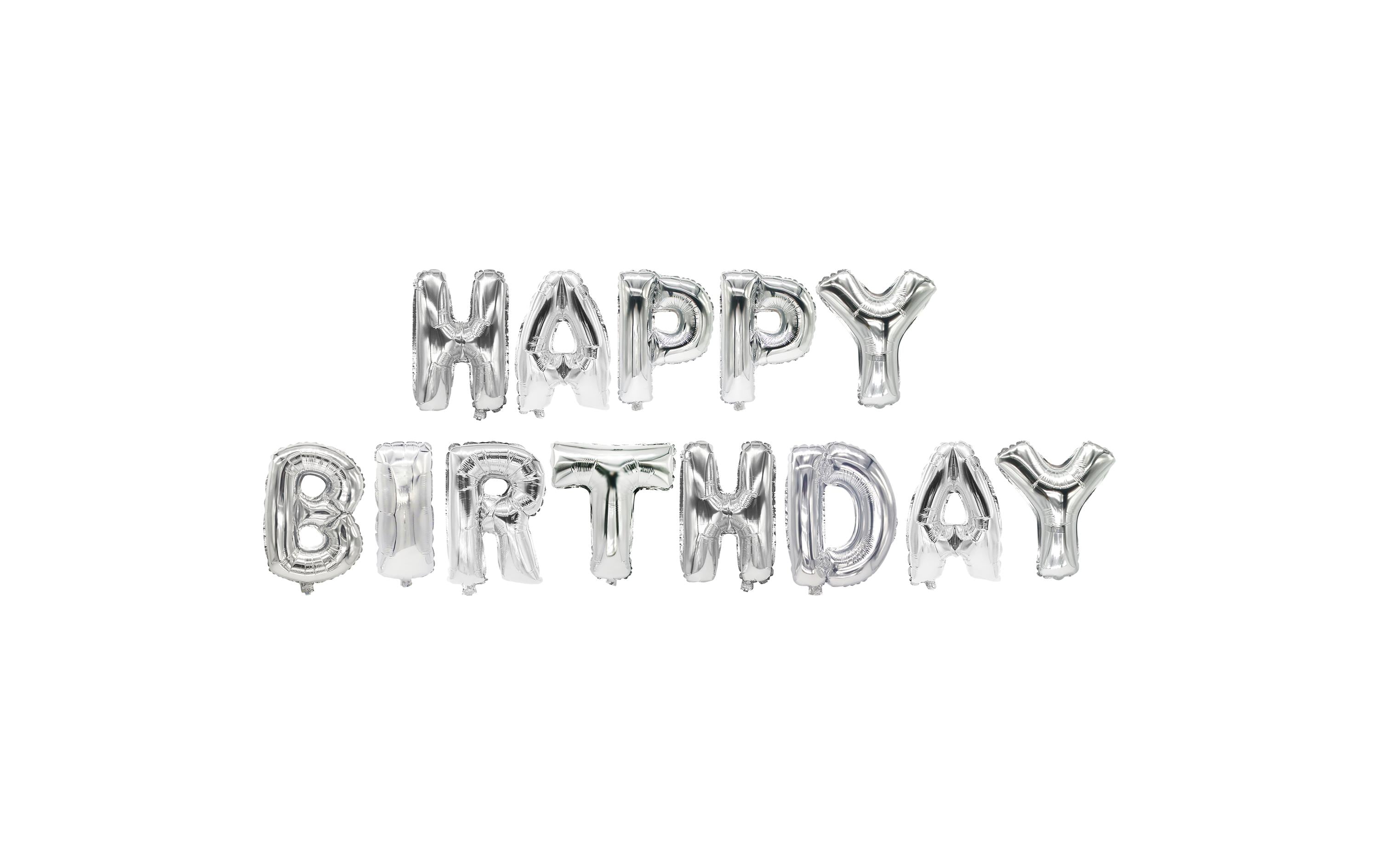 Papstar Ballon-Set Happy Birthday silber 35 cm hoch