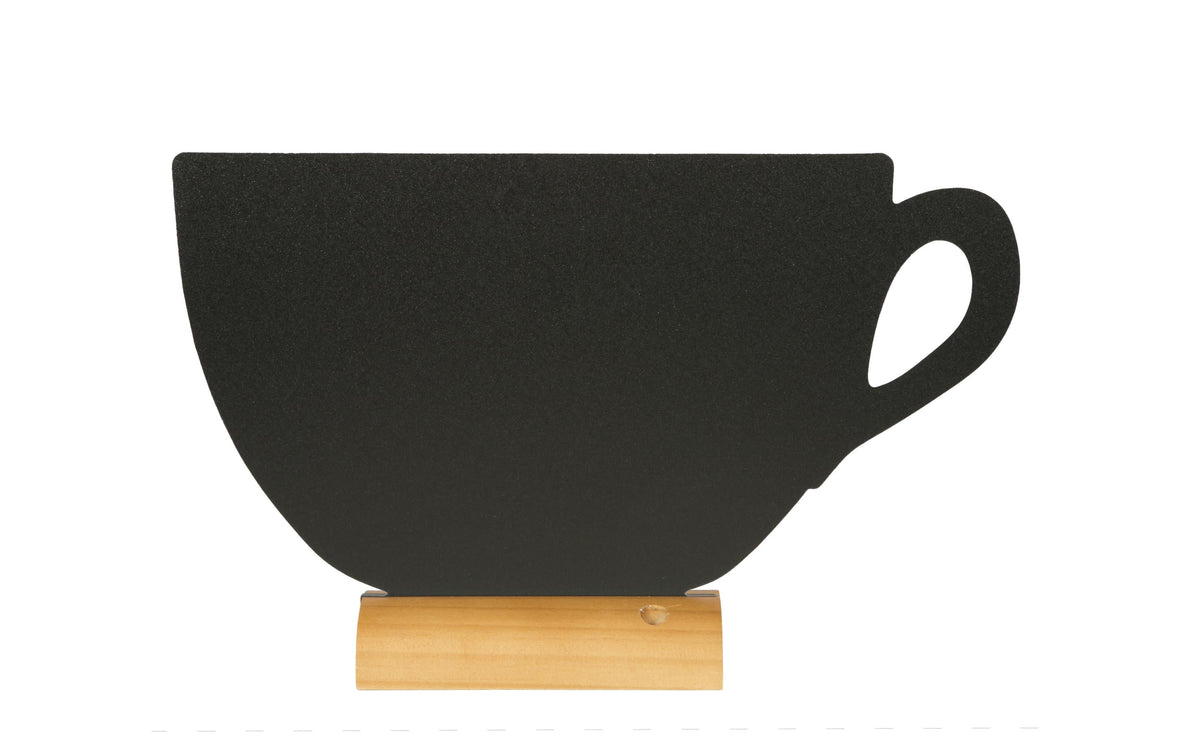 Securit Tischkreidetafel Silhouette Tasse Holzfuss, inkl. 1 weisser Kreidestift