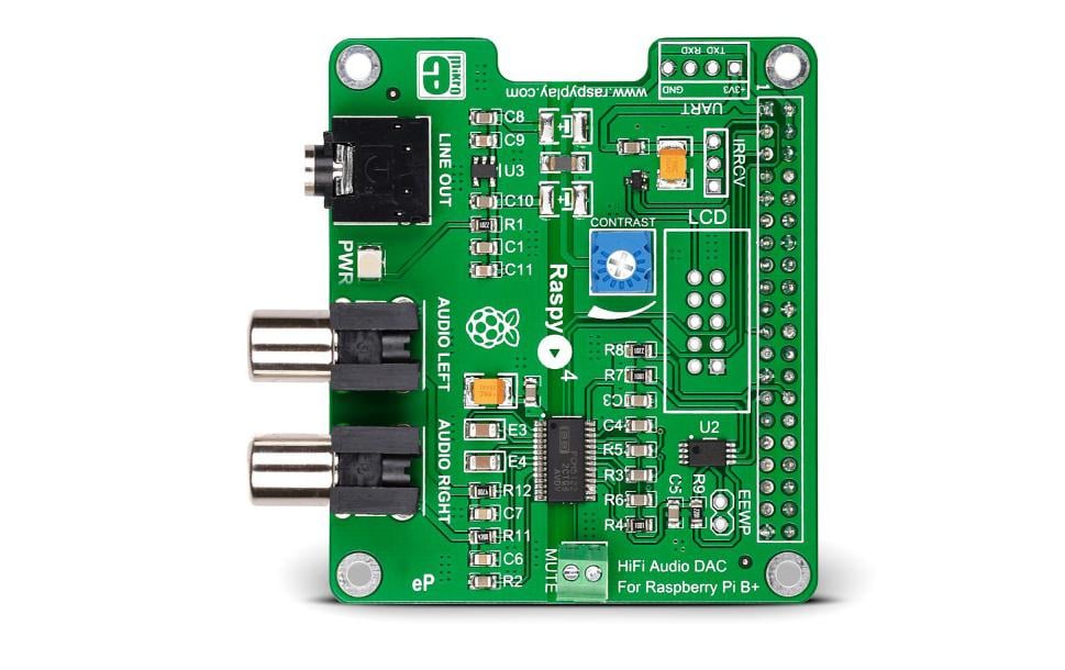 Microelektronika RaspyPlay4 Für Raspberry Pi 2,3B, 3B+,  PCM5122 DAC