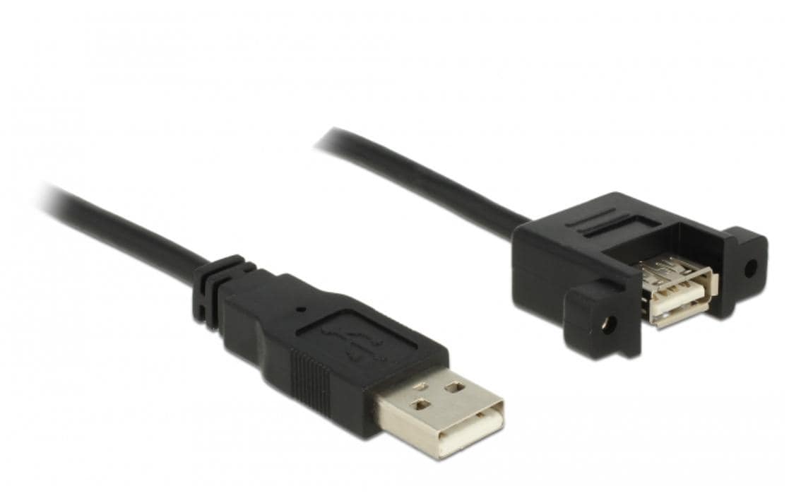 USB2.0-Kabel A-A: 25cm,zum einseitig Einbau Stecker-Buchse, mit Schrauben