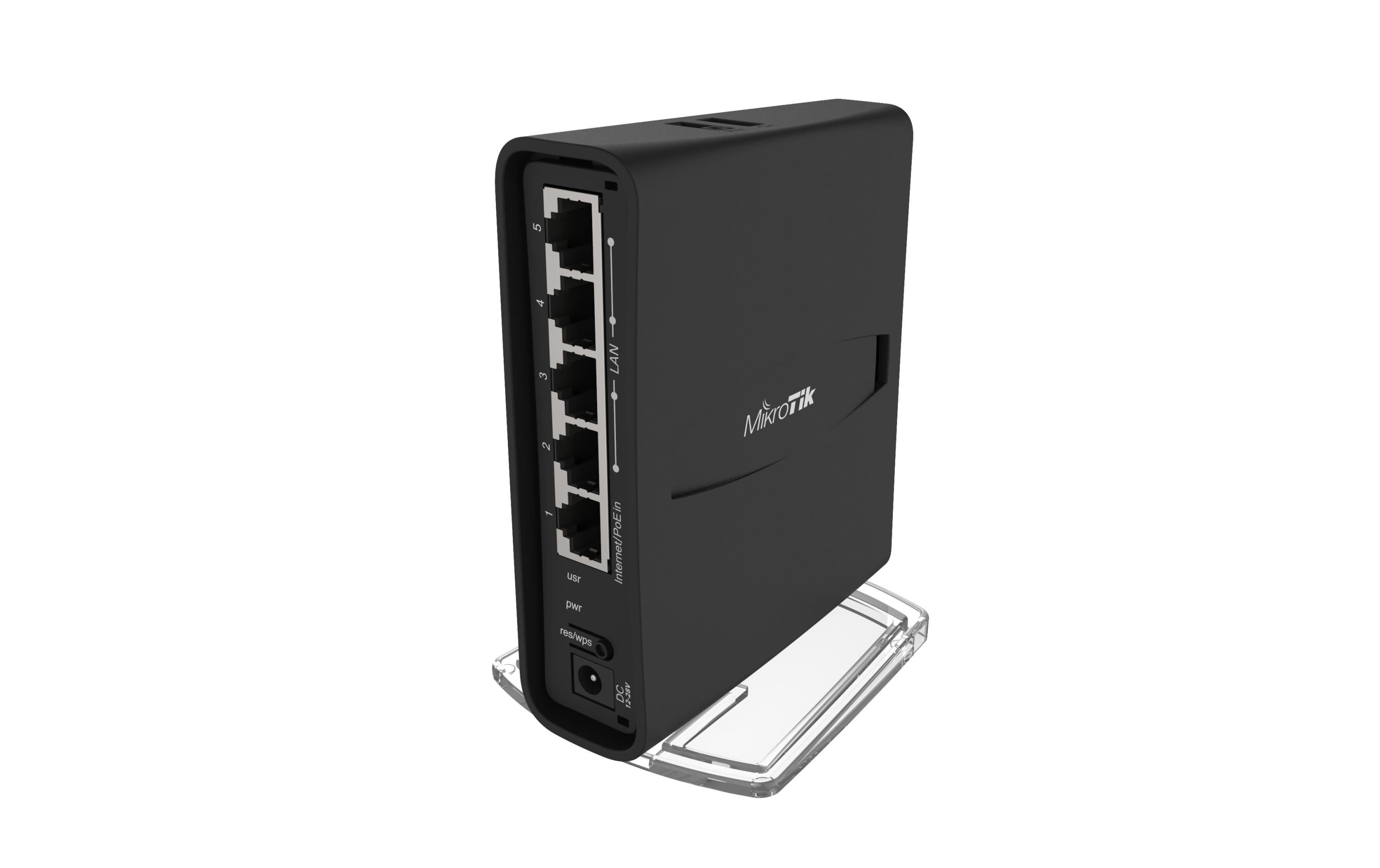 MikroTik HAP AC2, 867 & 300Mbps WLAN Router 5x GE LAN, USB, OS4 Lizenz, Tower Design