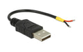 Delock USB-A Kabel - 2Pol Strom, 10cm USB-A Stecker auf offene Kabelende