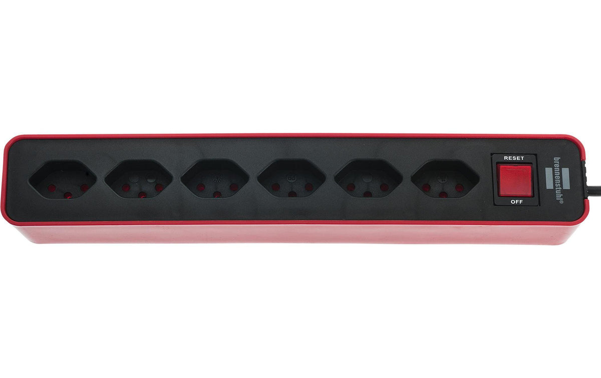Brennenstuhl Ecolor Steckdosenleiste 6xT13, mit Schalter, rot/schwarz, 1.5m