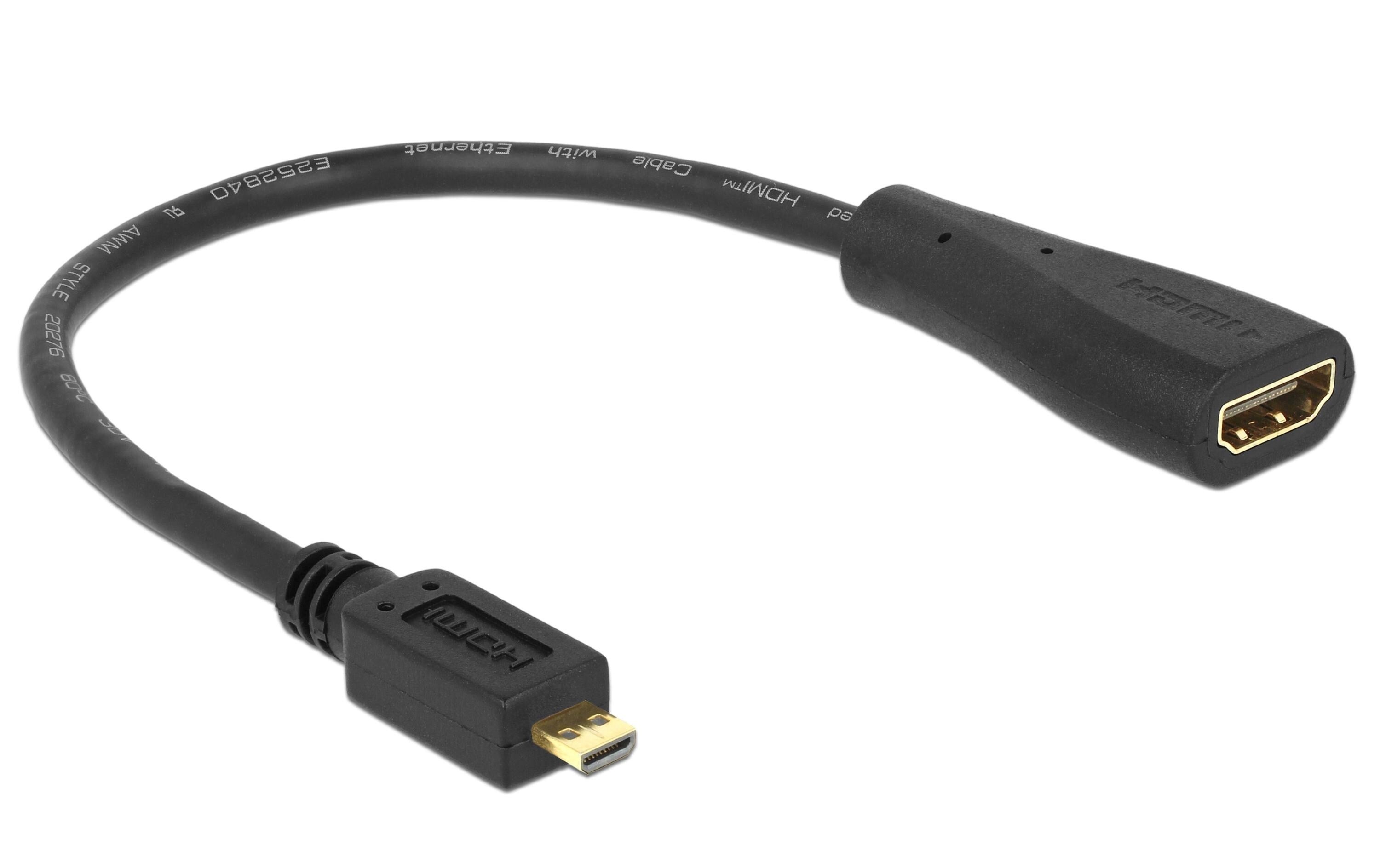 Monitoradapter Micro-D HDMI zu HDMI, 23cm schwarz, 1920x1200 @ 60 Hz