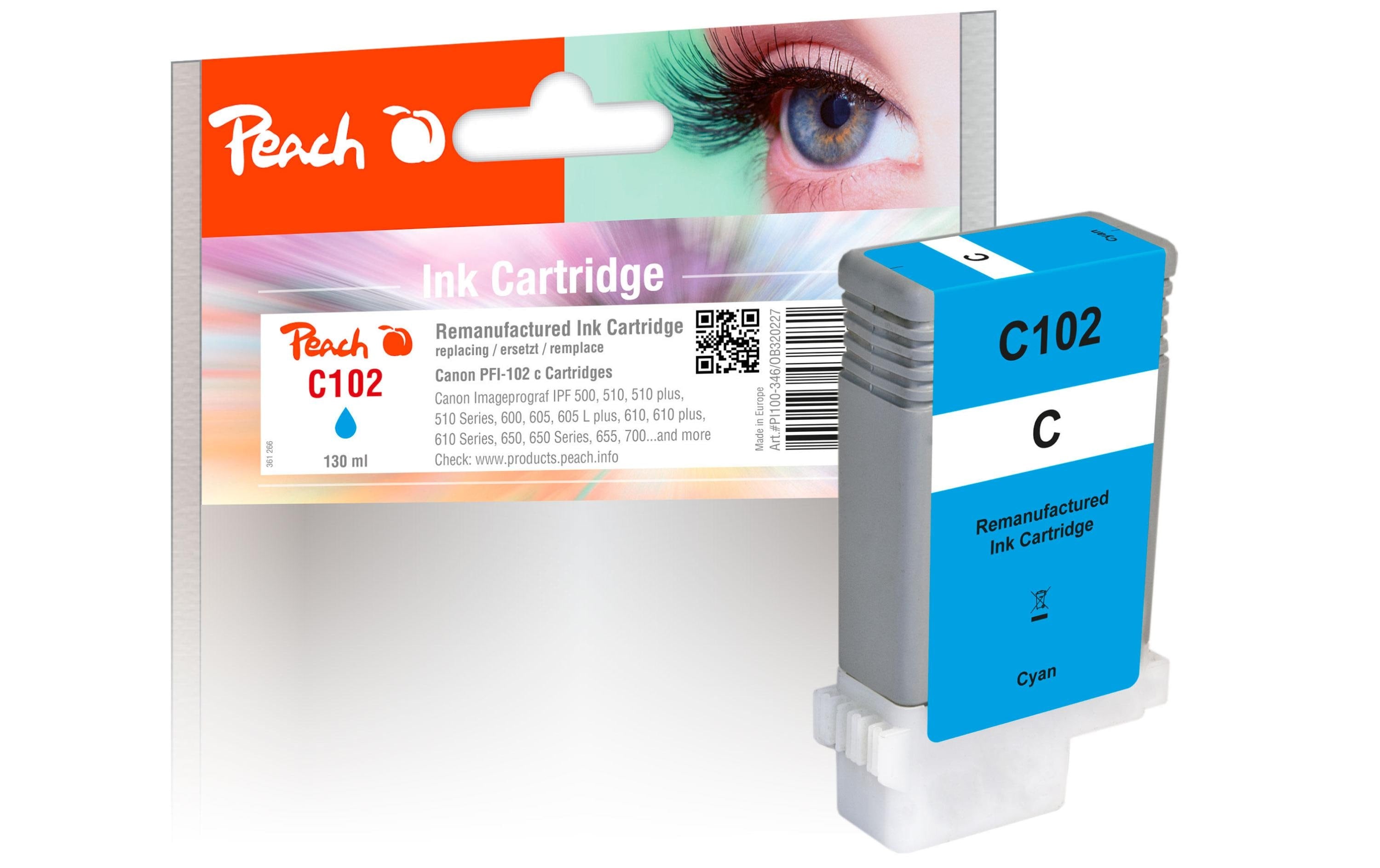 Peach Tinte Canon PFI-102 cyan, 130ml