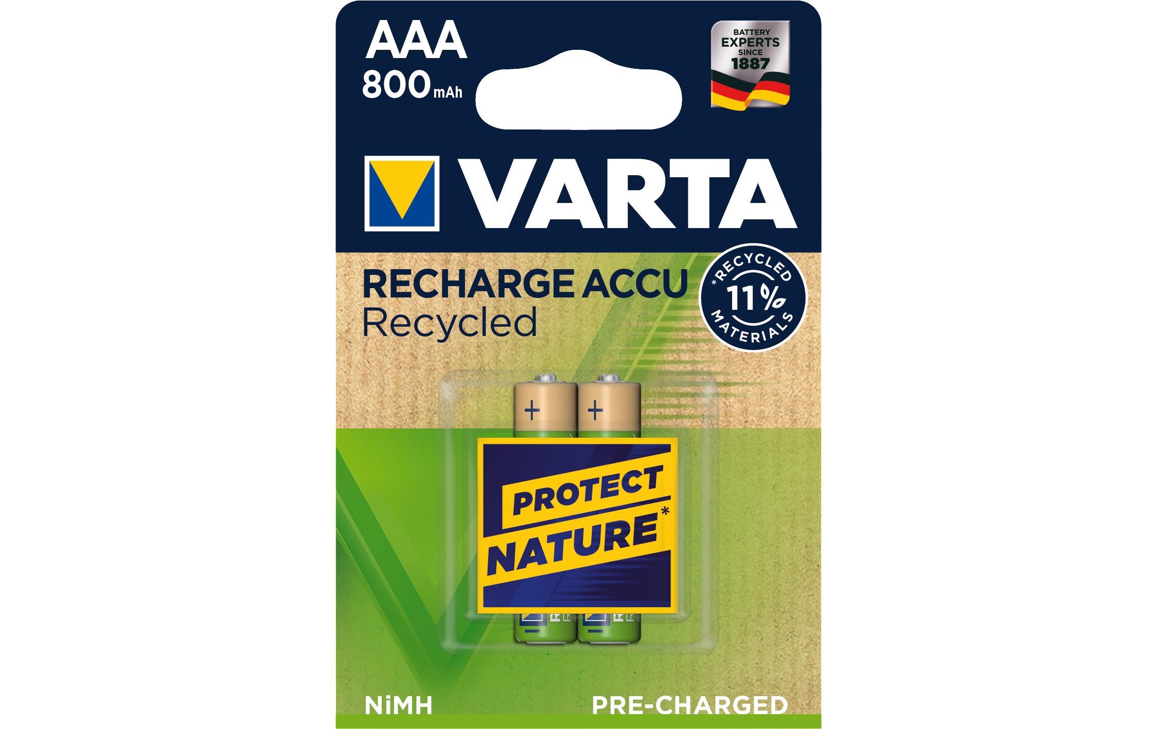 VARTA Akku AAA Recycled AAA 800mAh, 2Stk 2er Pack