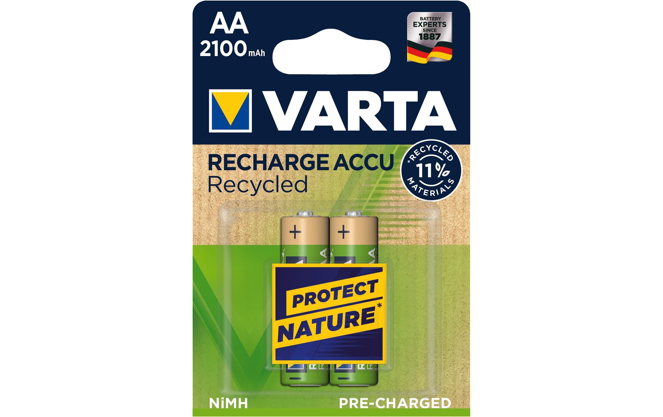 VARTA Akku AA Recycled AA 2100mAh, 2Stk 2er Pack