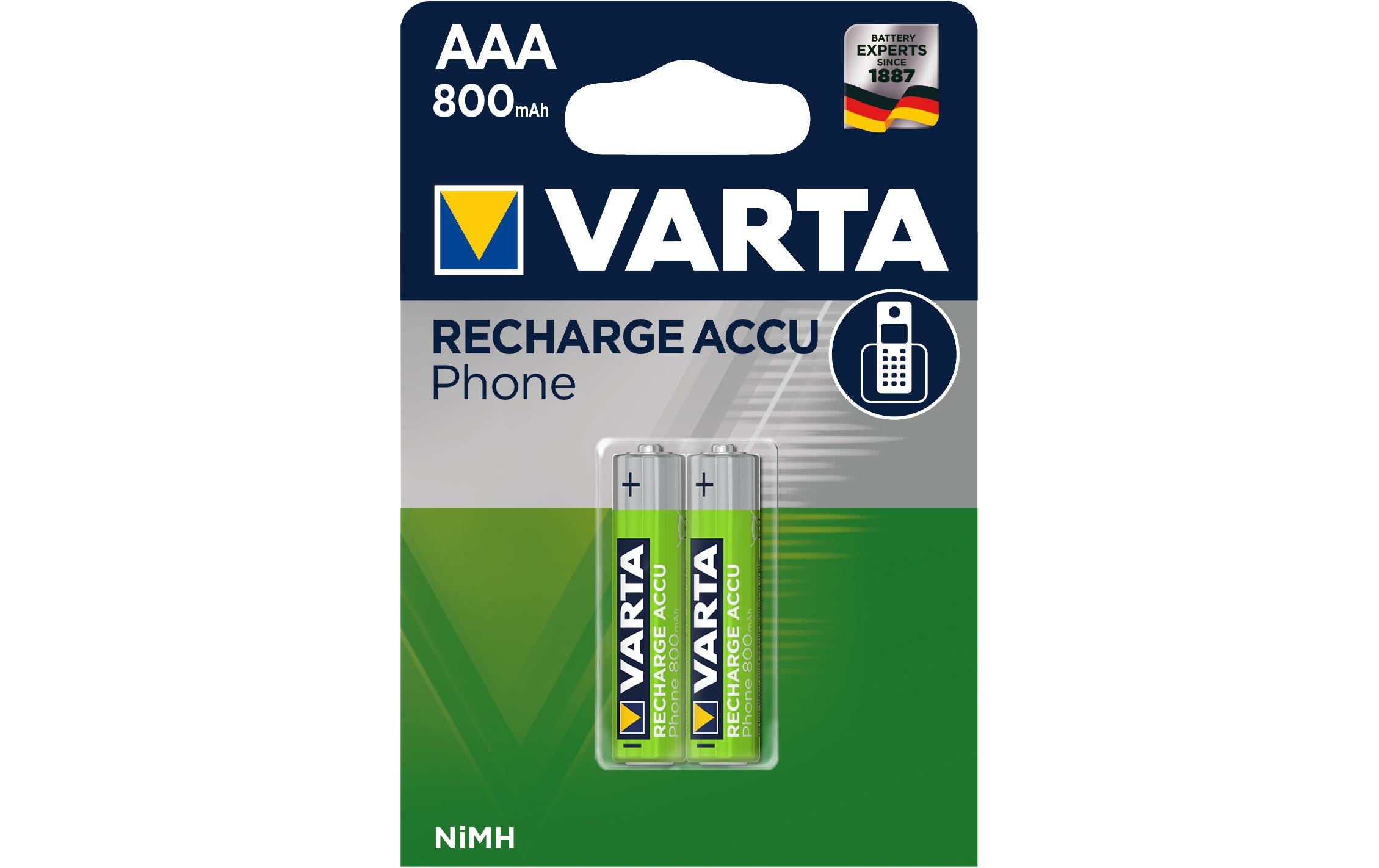 VARTA Phone Akku AAA 800mAh, 2Stk 2er-Pack, NiMH, 1.2V
