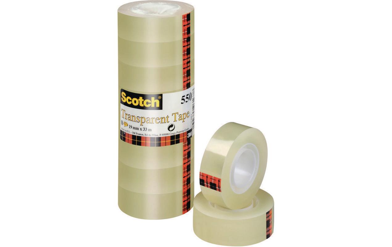 3M Scotch Klebeband 550, transparent 19mmx33m, 8 Rollen