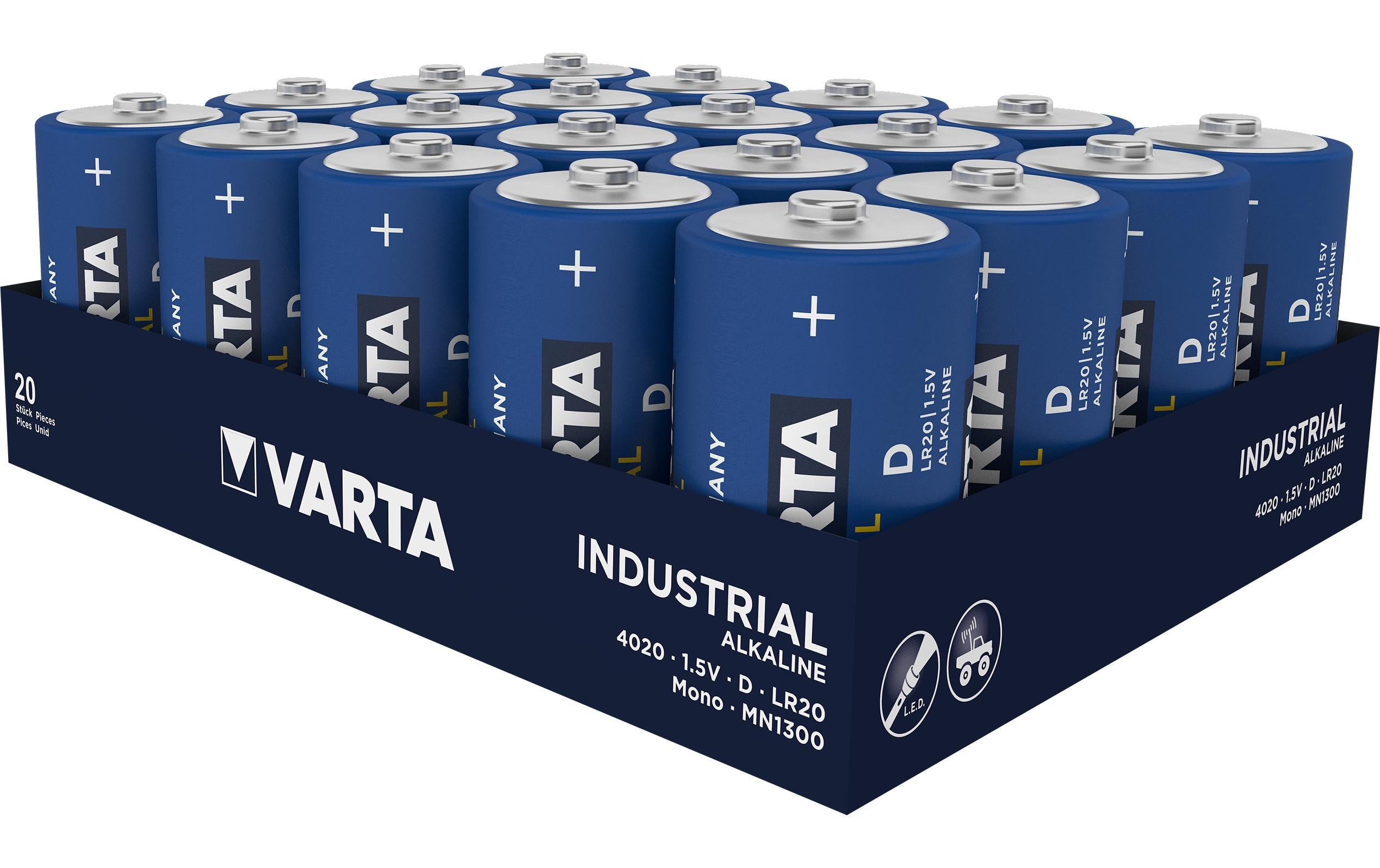 VARTA Batterie Industrial D, 20Stk 20 Stück, Box, 1.5V