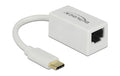 Delock USB3.1 Typ-C zu LAN Adapter 10/100/1000Mbps Gigabit, weiss, Kompakt