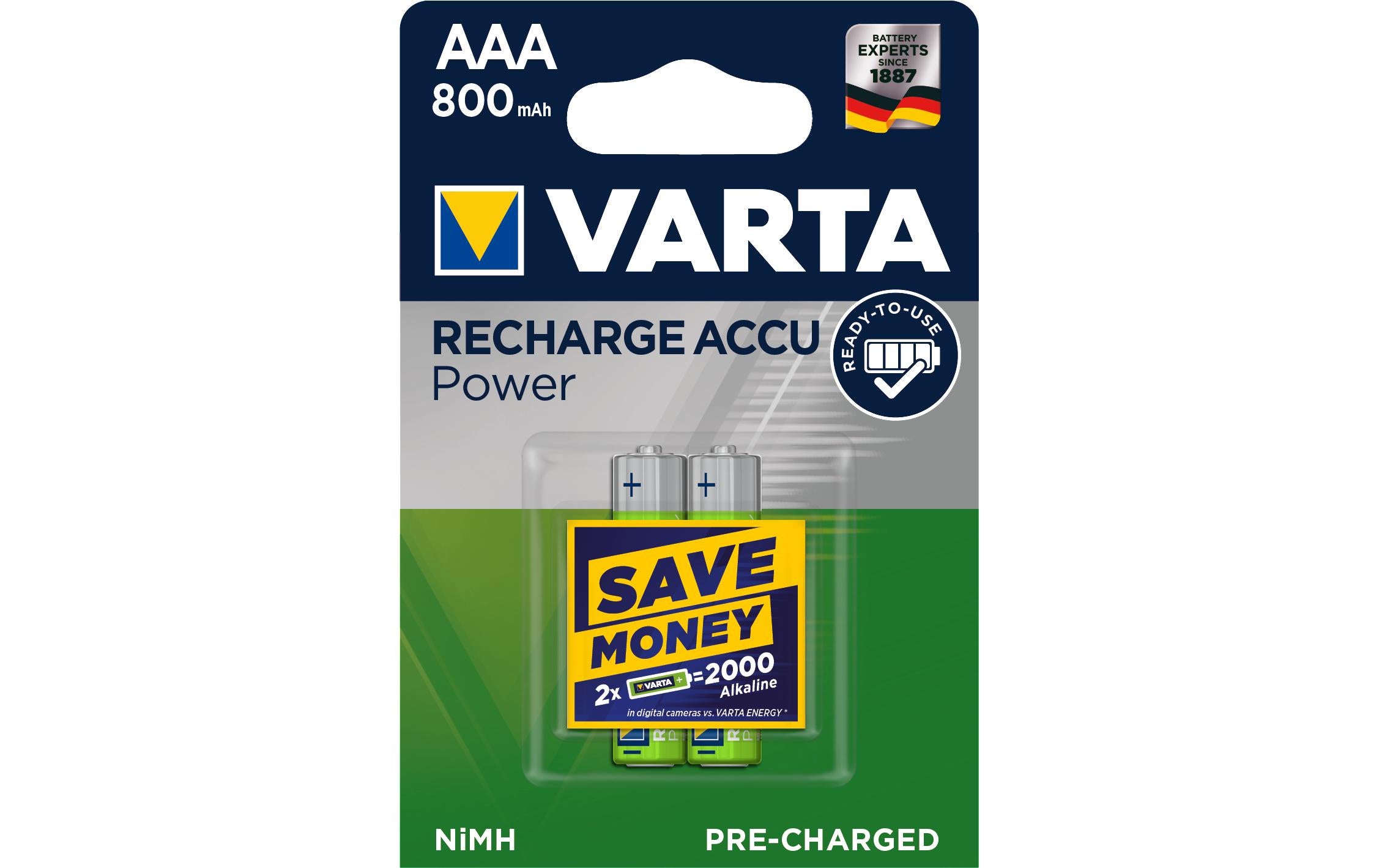 VARTA Akku AAA R2U 800mAh, 2Stk