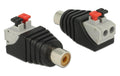 Delock Terminalblock RCA/Chinch Buchse 2 Pin Terminalblock, Push Button