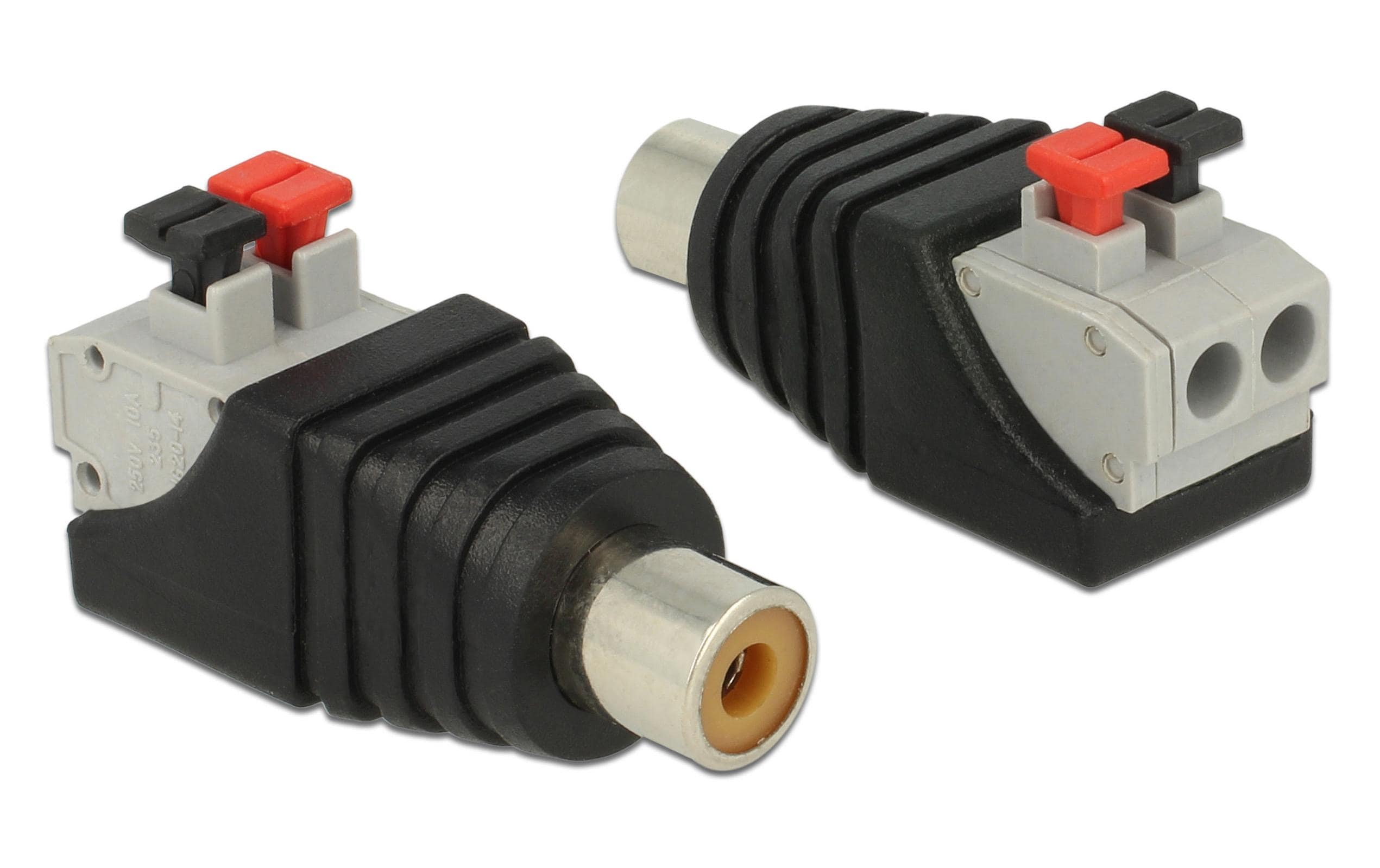 Delock Terminalblock RCA/Chinch Buchse 2 Pin Terminalblock, Push Button