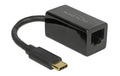 Delock USB3.1 Typ-C zu LAN Adapter 10/100/1000Mbps Gigabit, schwarz, Kompakt
