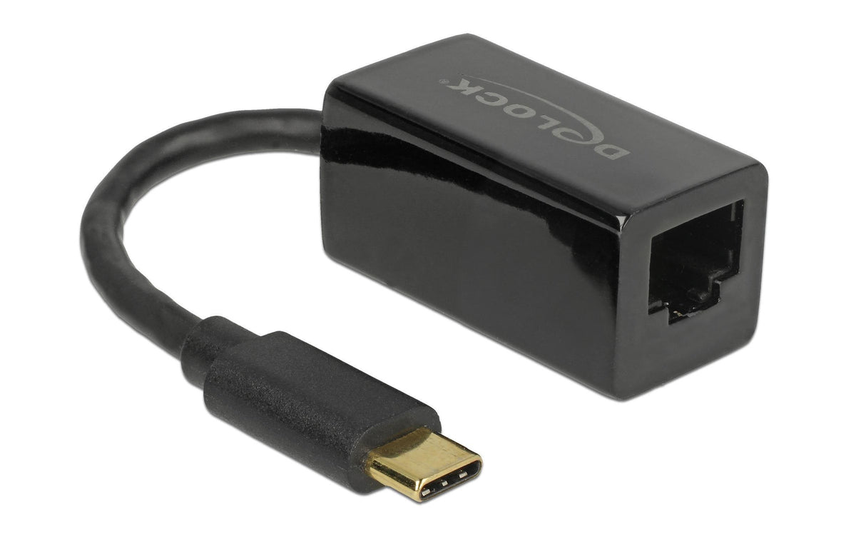 Delock USB3.1 Typ-C zu LAN Adapter 10/100/1000Mbps Gigabit, schwarz, Kompakt