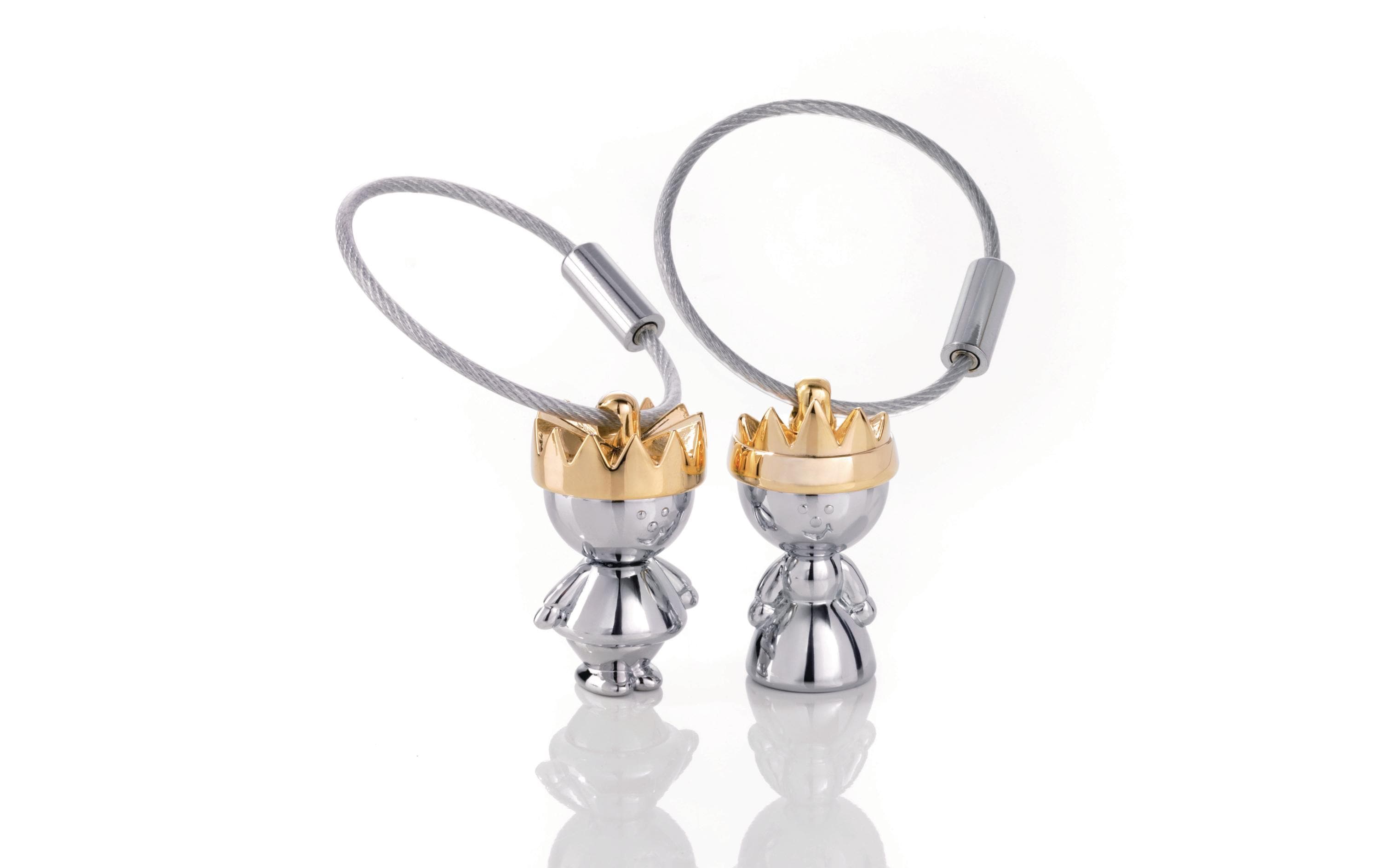 TROIKA Schlüsselanhänger Little King&Queen chrom glänzend/gold