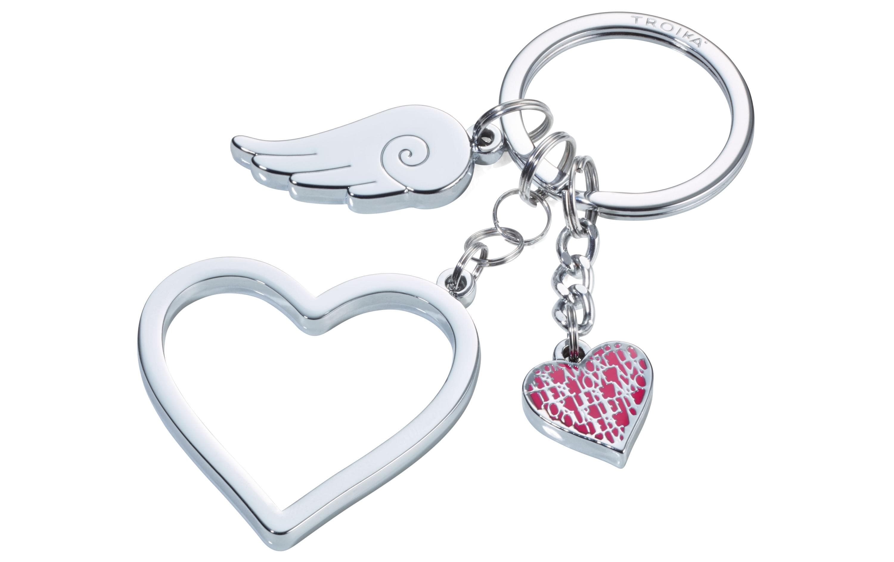 TROIKA Schlüsselanhänger Love in the Air silber glänzend