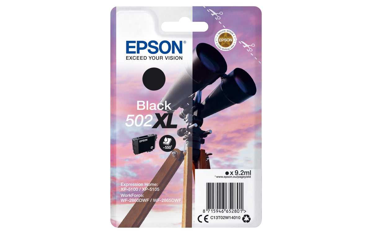 Tinte Epson 502XL / T02W14010 black, 9.2ml 550 Seiten, zu Home XP-5100/05, WF-2860