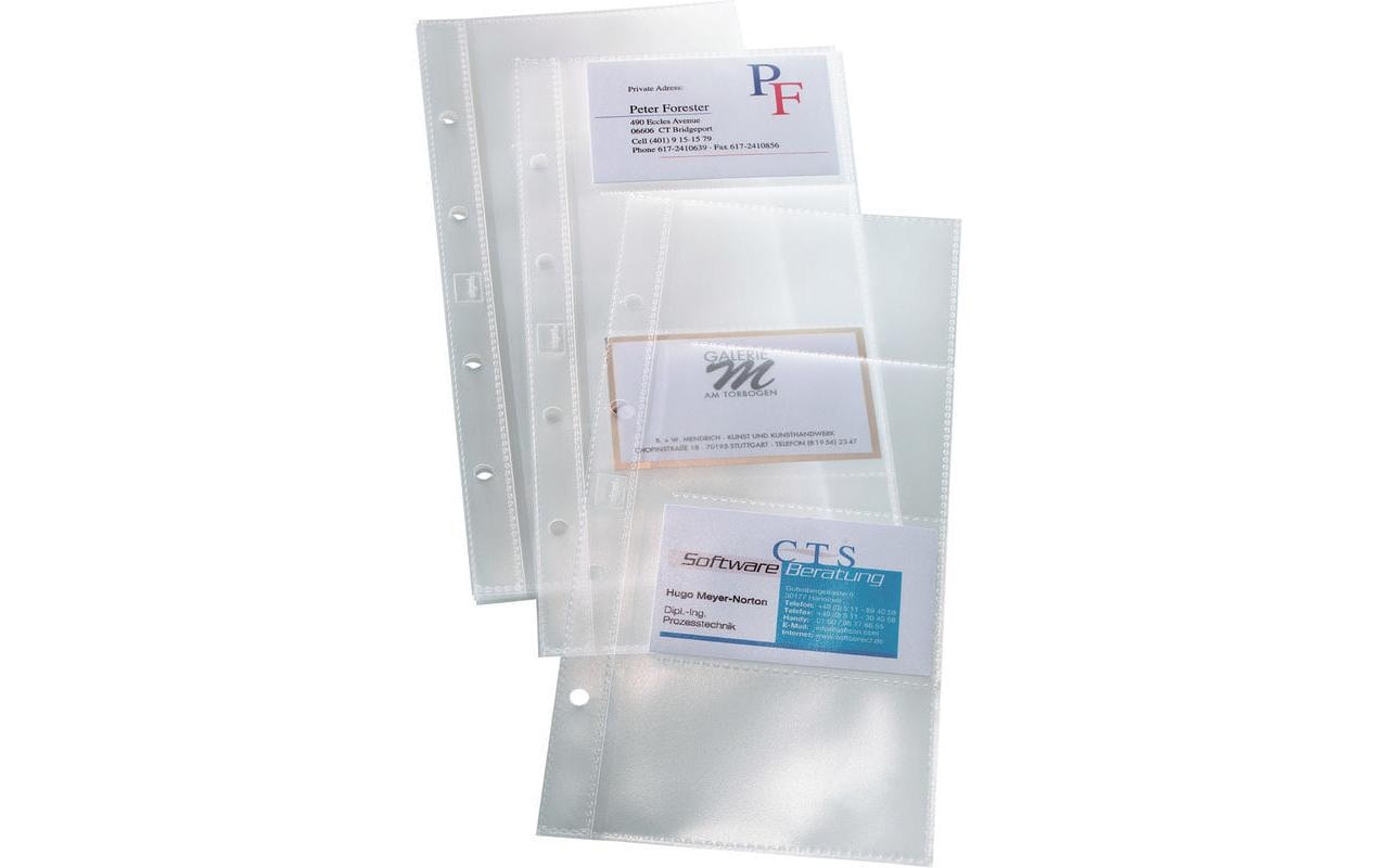 Sigel Hüllen für Visitenkarten-Ringbücher einreihig, 10 Stück, für 80 Karten 90x58