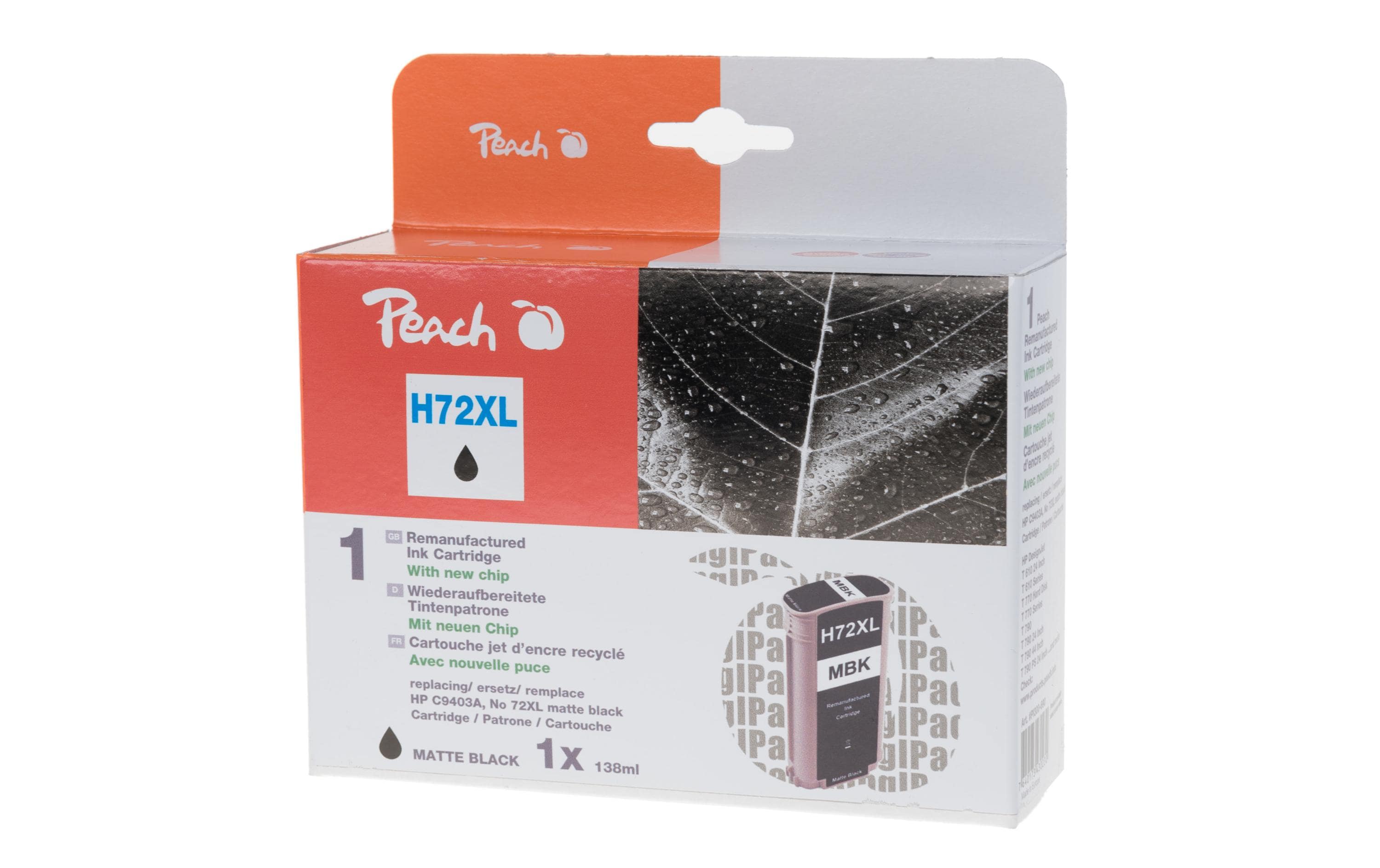 Peach Tinte HP C9403A, 72XL black Plottertinte, 138ml