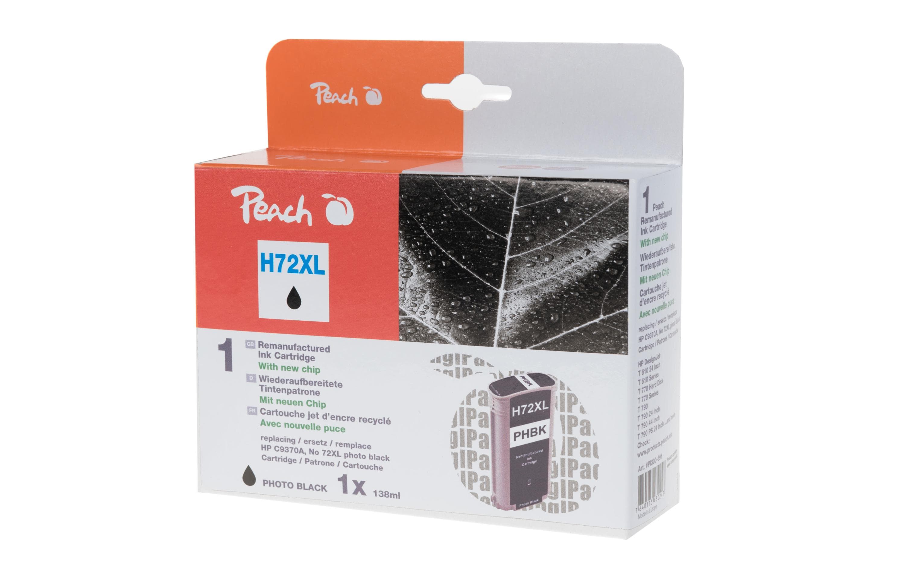 Peach Tinte HP C9370A, 72XL photo black Plottertinte, 138ml