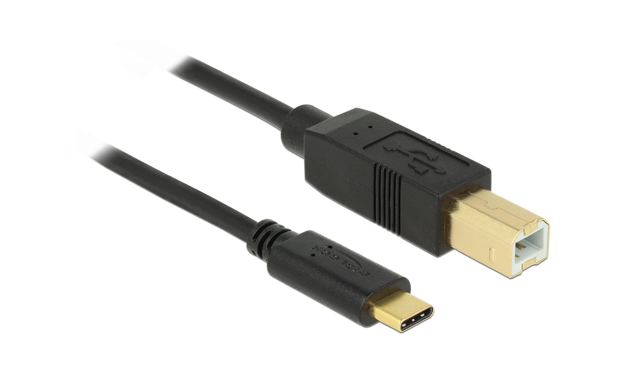 USB2.0-Kabel TypC-B: 3m, schwarz max. 480Mbps, Typ-C auf B