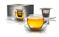 Creano Teeglas Jumbo 4teilig mit Edelstahlsieb, Glasdeckel & Untersetzer