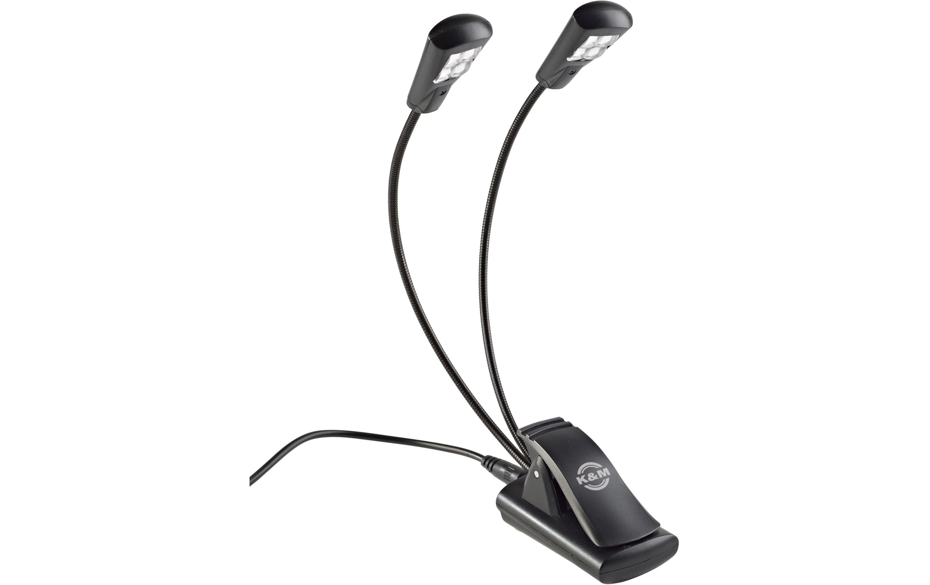 K&M 12245 Notenpultleuchte LED FlexLight schwarz, Netz- oder Batteriebetrieb