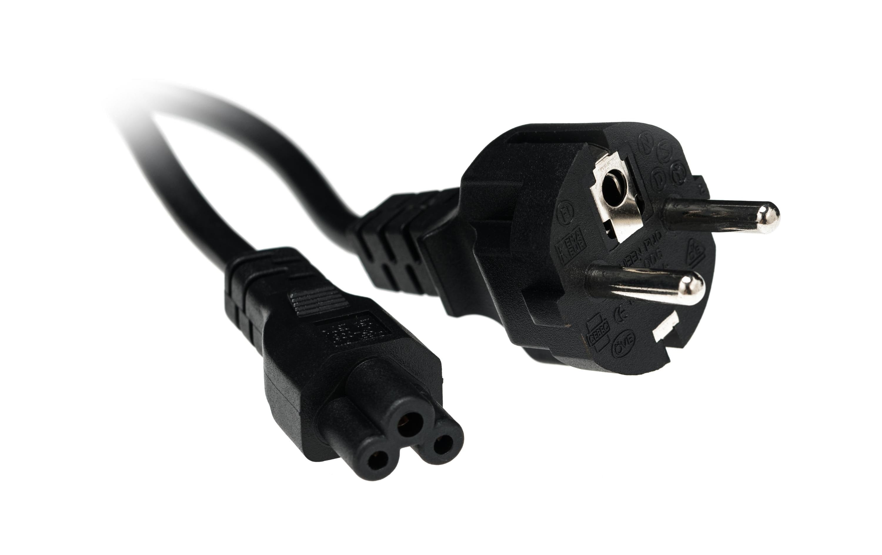Netzkabel International Schuko gerade - C5 2.0 m, schwarz, 3x 0.75 mm2 H05VV-F 3G