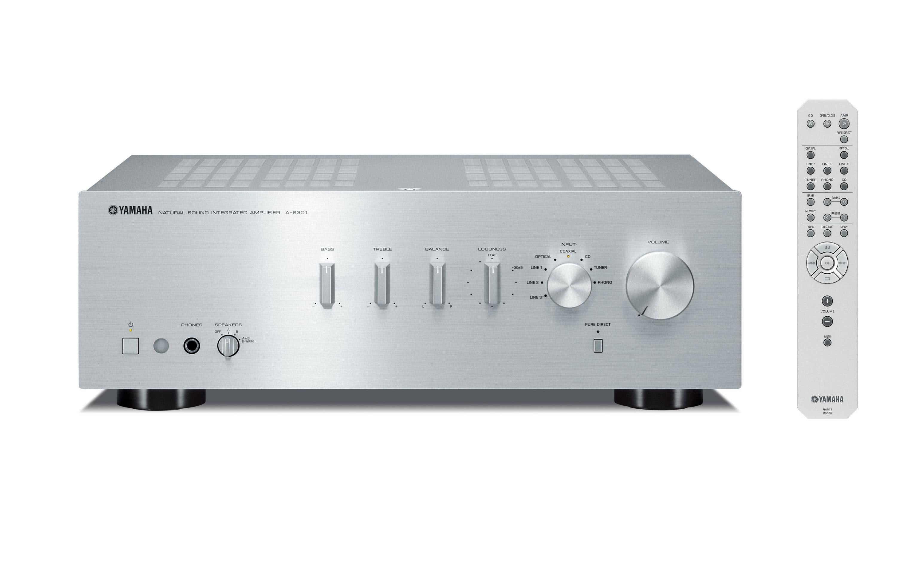 Yamaha A-S301-SI, Stereo Vollverstärker 2x 95Watt, Pure Direct, Silber