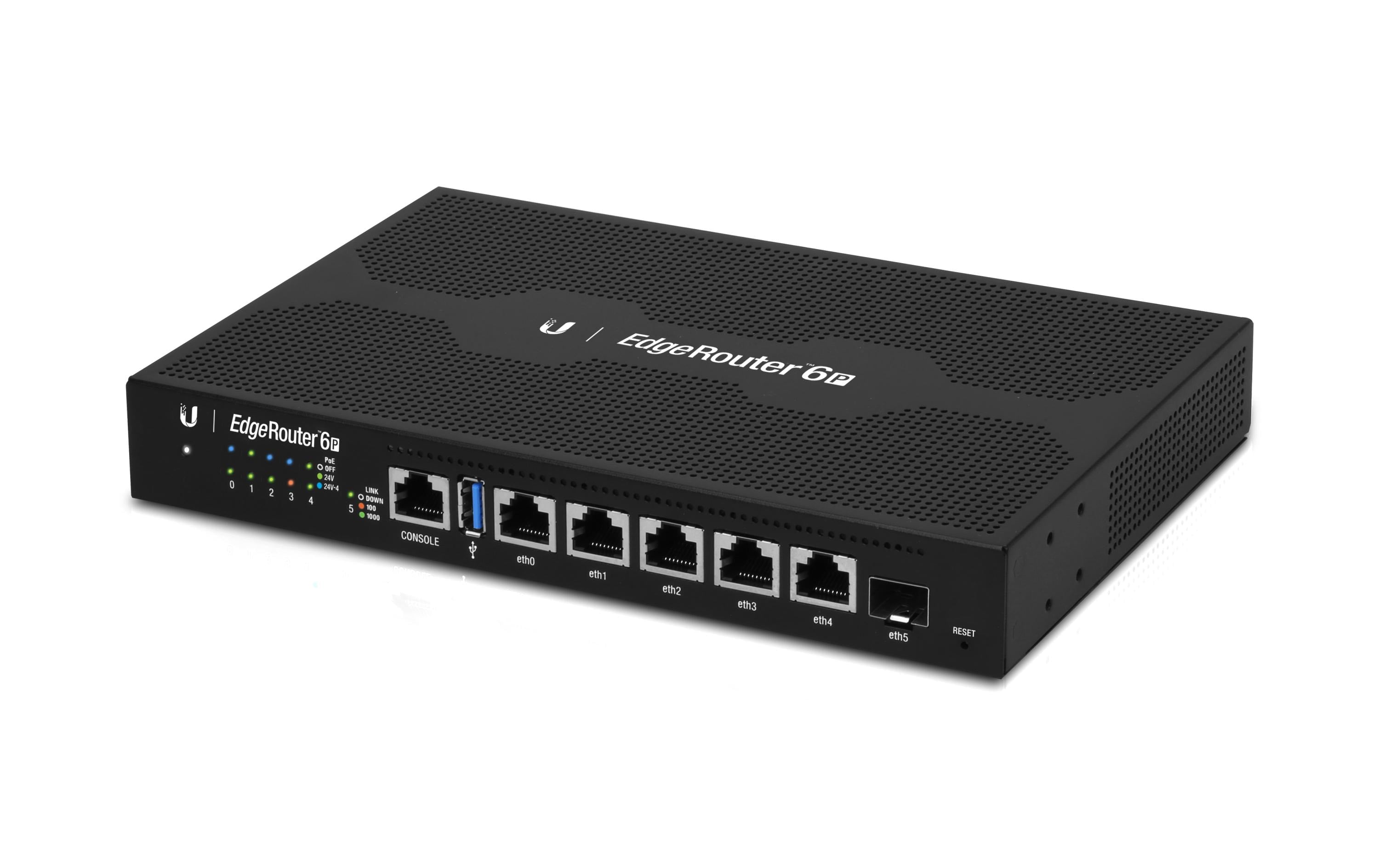Ubiquiti EdgeRouter-6P: 6 Port PoE Router 5x LAN, 1xSFP, 1x RJ-45 Console