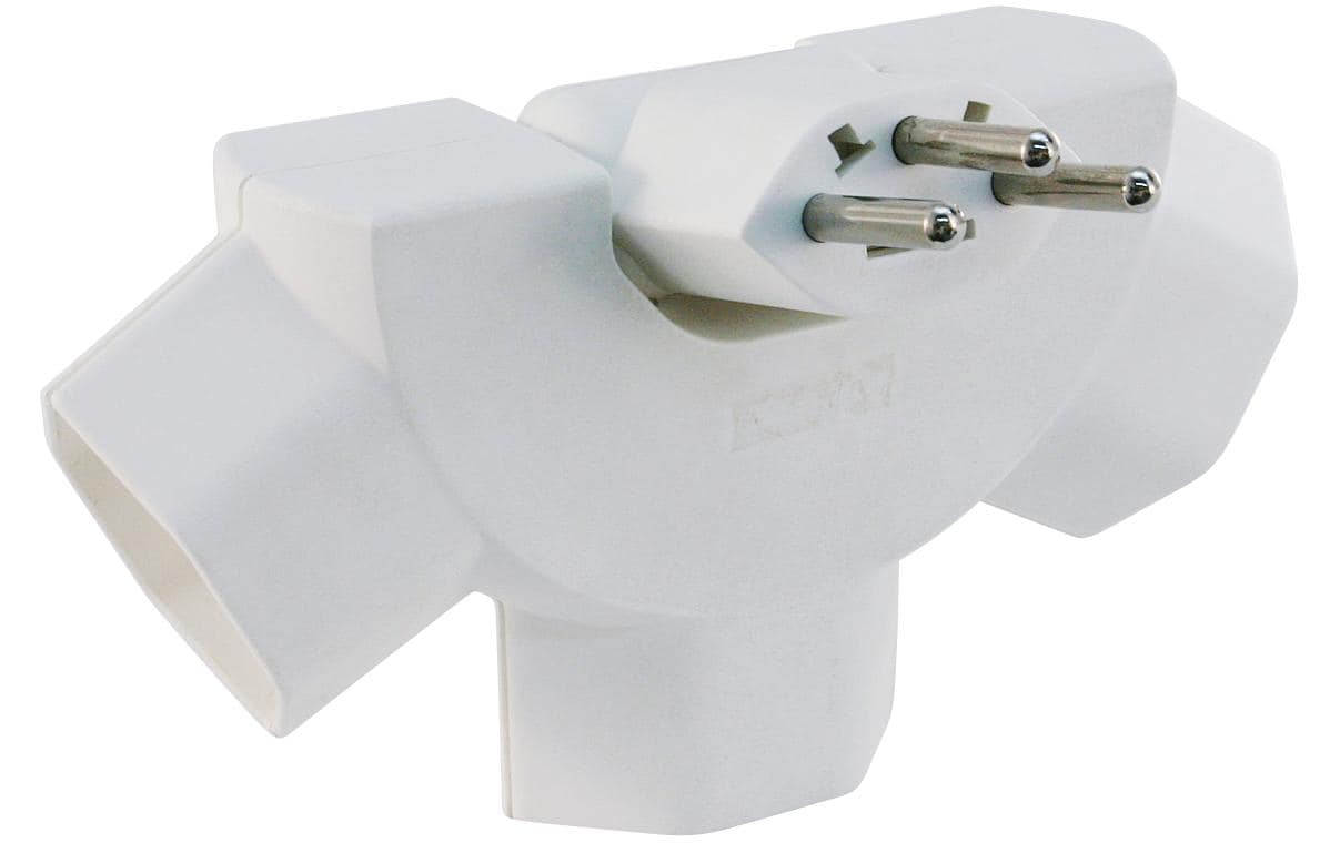 STEKO Abzweigstecker 3xT13 "Peacock" weiss, sternförmig, kippbar, mit KS