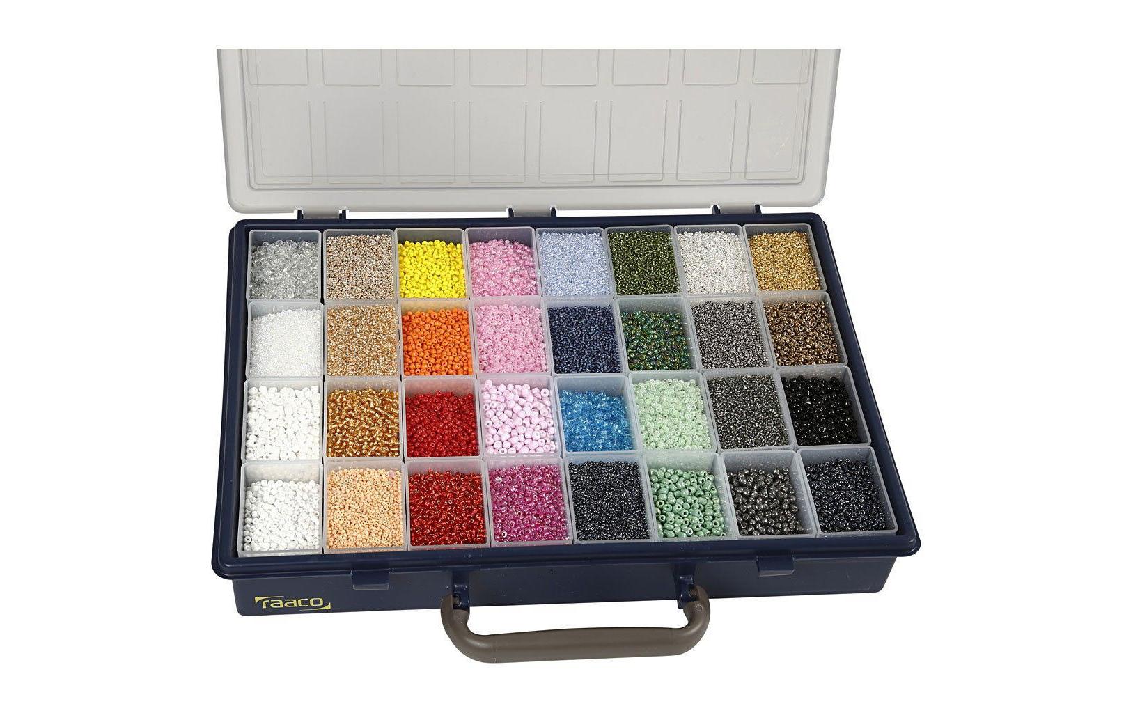 Creativ Company Rocailles Glasperlen 32 x 100g, D: 1.7/3/4  mm, 0.5-1.2 mm