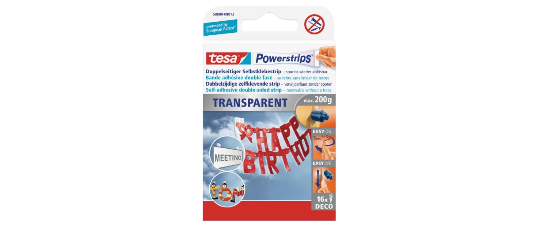 Tesa Powerstrips Deco 16 Strips, beidseitg klebend