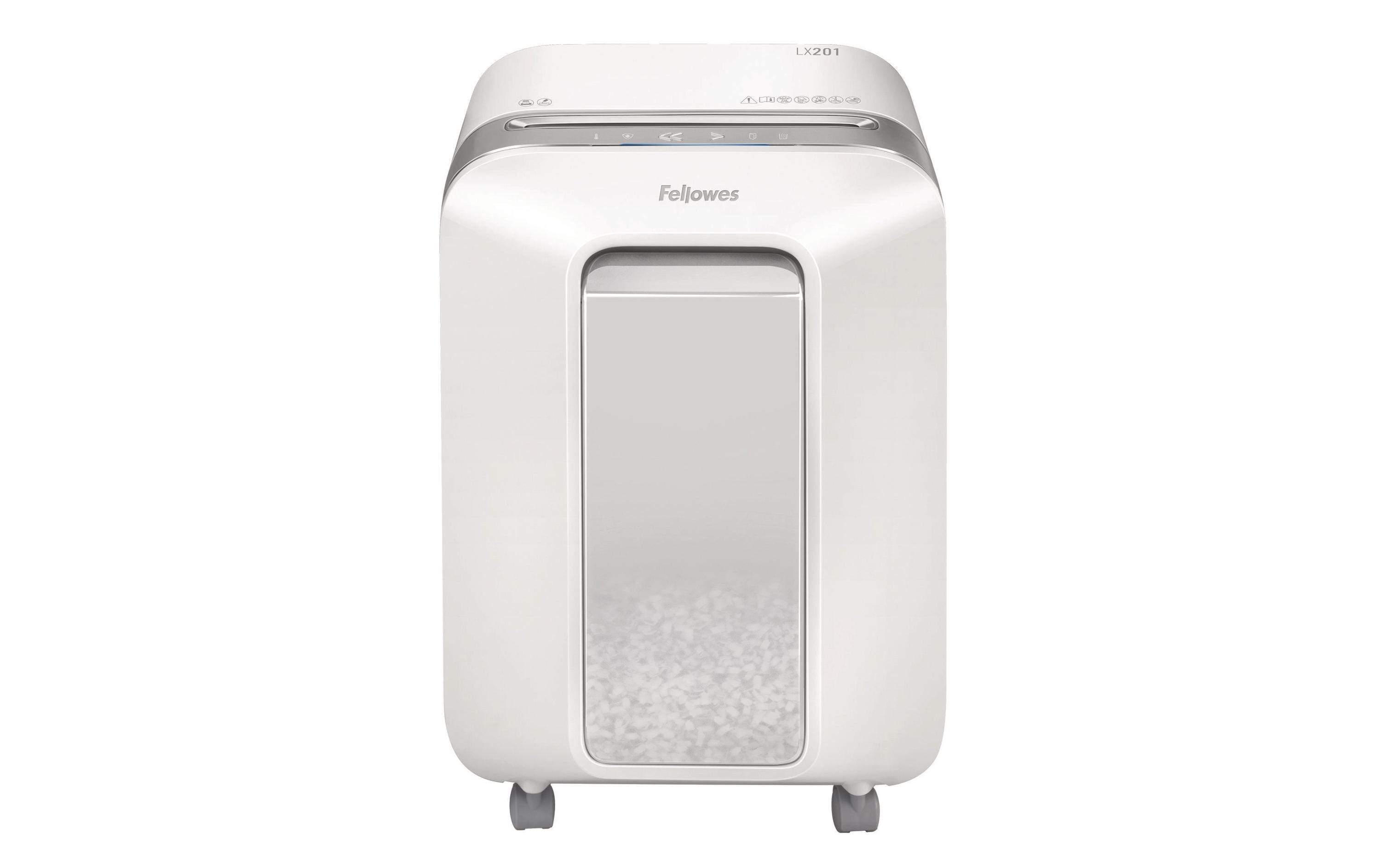 Fellowes Aktenvernichter LX201 weiss 12 Blatt, 22 Liter, Microschnitt